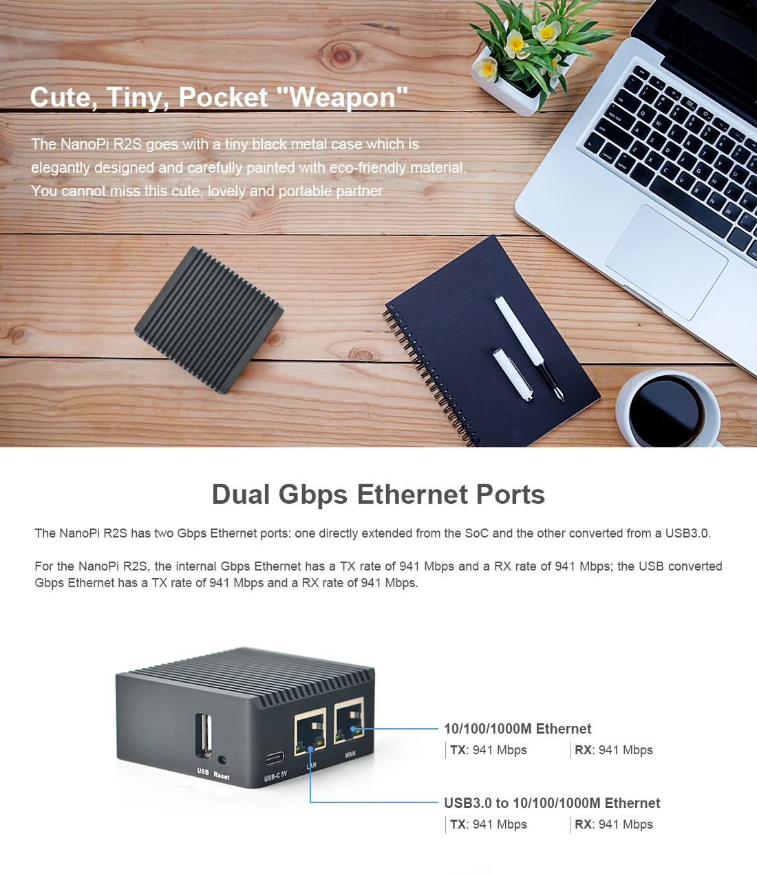 NanoPi R2S Mini Router with Dual Gbps Ethernet & WiFi Chipset ...