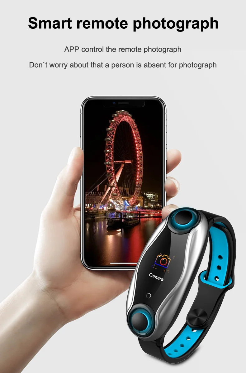 T90 Waterproof BT Headset Earbud Smart Bracelet Sports Watch App Remote Photograph Hand Band - ANKUX.COM