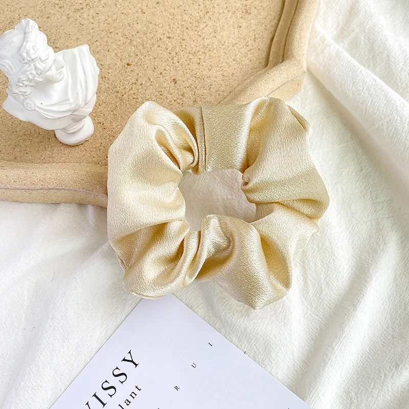 Yucat Wholesale Women Scrunchies Hair Ties Accessories Fabric Elastic Band Solid Color Crystal Satin Scrunchies For Hair.jpg