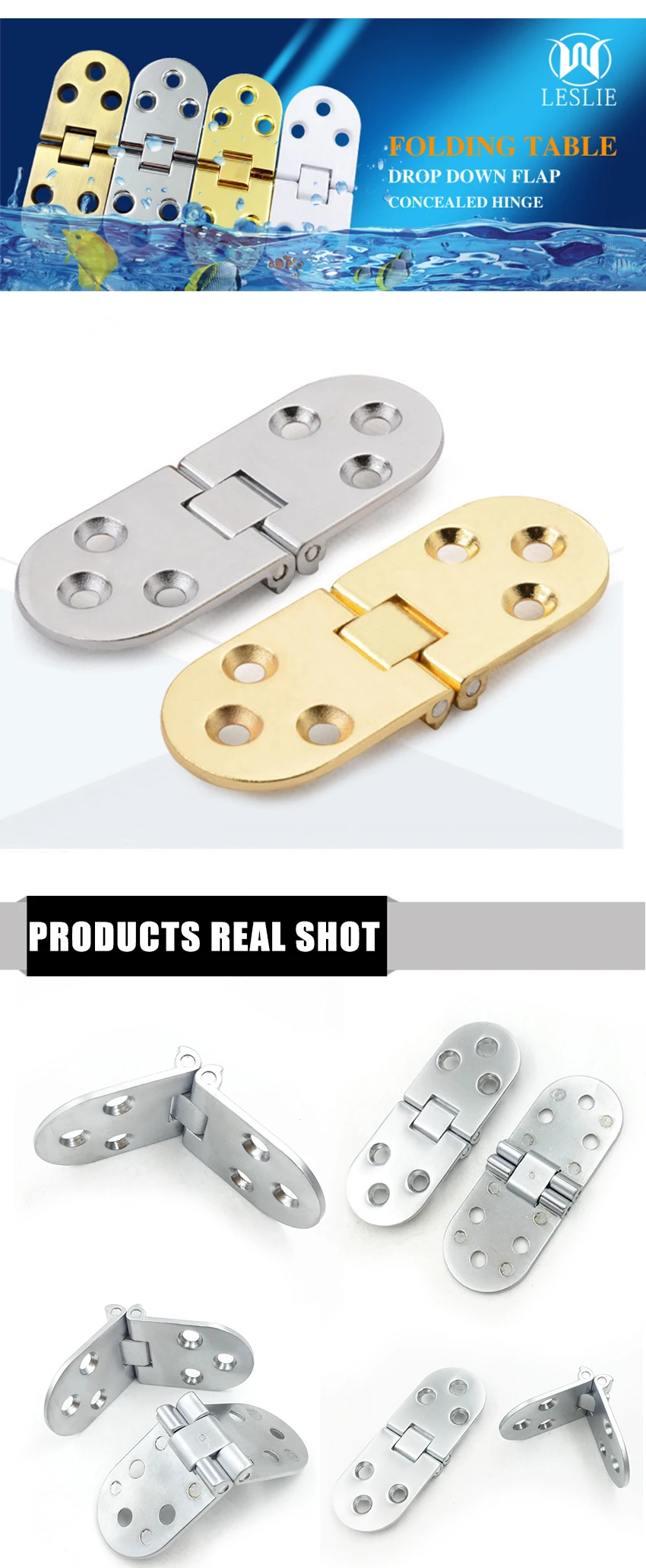 2.5mm Thick Table Flip Top Hinge Folding Table Hardware Extension Flush Mount Wooden Furniture