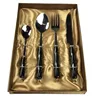 High Quality Stainless Steel Silverware Flatware Cutlery Set Gold Twist Patterned Black Ceramic Handle With Packaging Gift Box