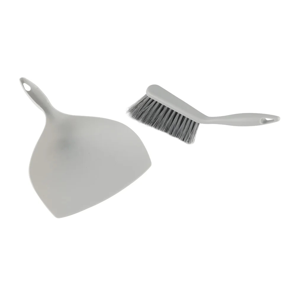 Grey Dustpan and Brush Set for House Floor Sofa Office Desk Cleaning Tool Ergonomic Brush Design with Comfort Handle