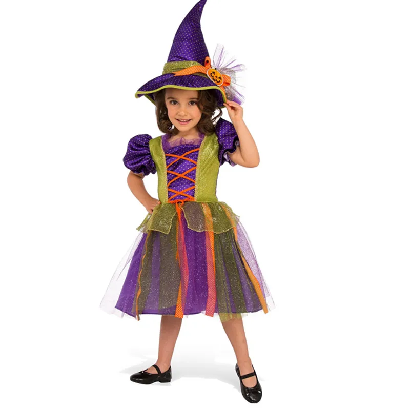 Witch Costume Kids Classic Retro Fancy Witches Dress Halloween Costume for Girls