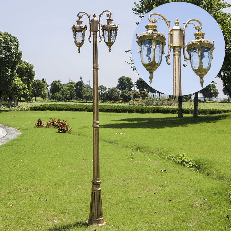 2m 3m height antique cast aluminum led garden post with lamp on top garden light
