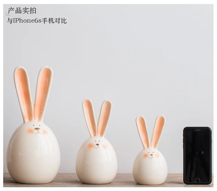 Dropship Custom Home Decoration Accessories Living Room Colored Ceramic Rabbit Figurine