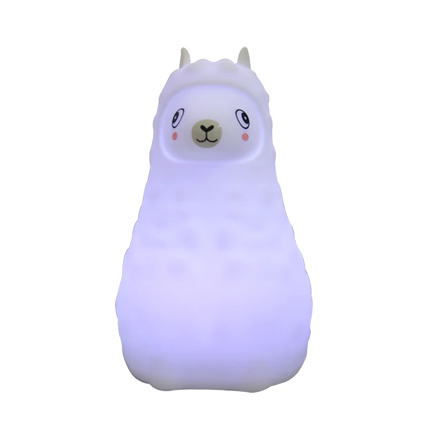 New Arrival Silicone Rechargeable Multicolor Lamps Touch Sensor  Cute 3D Llama Night Light