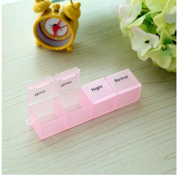 Removable Portable Weekly AM/PM Pill Box, Portable Travel Pill Organizer (7-Day / 4-Times-A-Day)