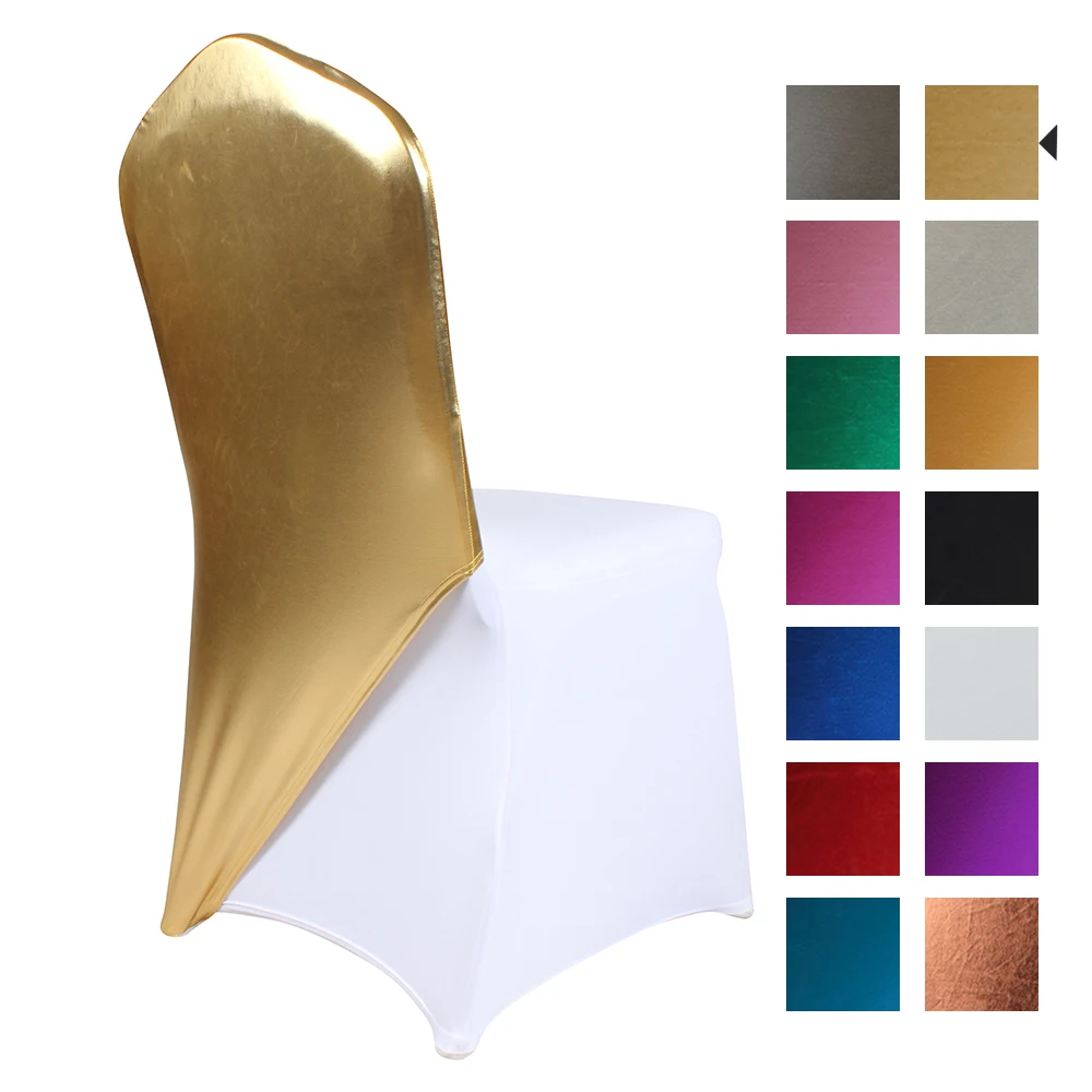 Bright Golden Metallic Half Chair Cover One Leg Chair Bands For Wedding