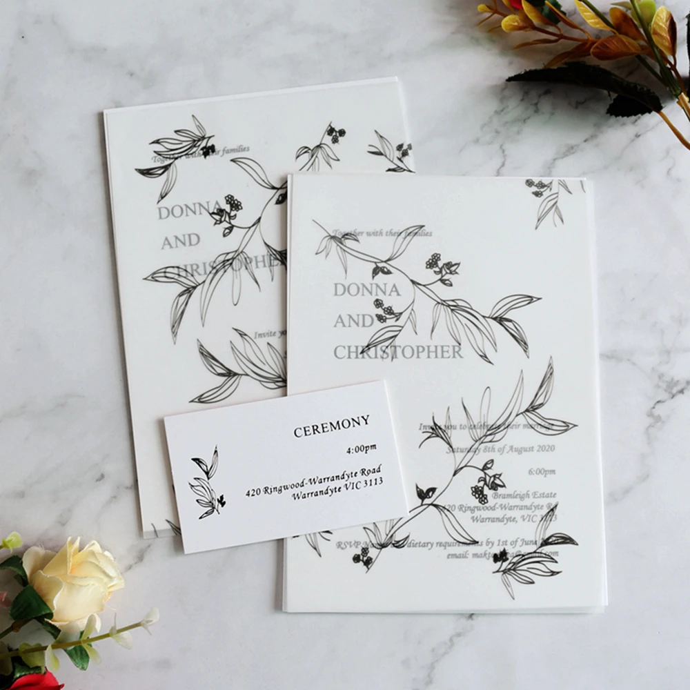 Cheap Price Custom Vellum Paper Invites Suite Save The Day Card Set For