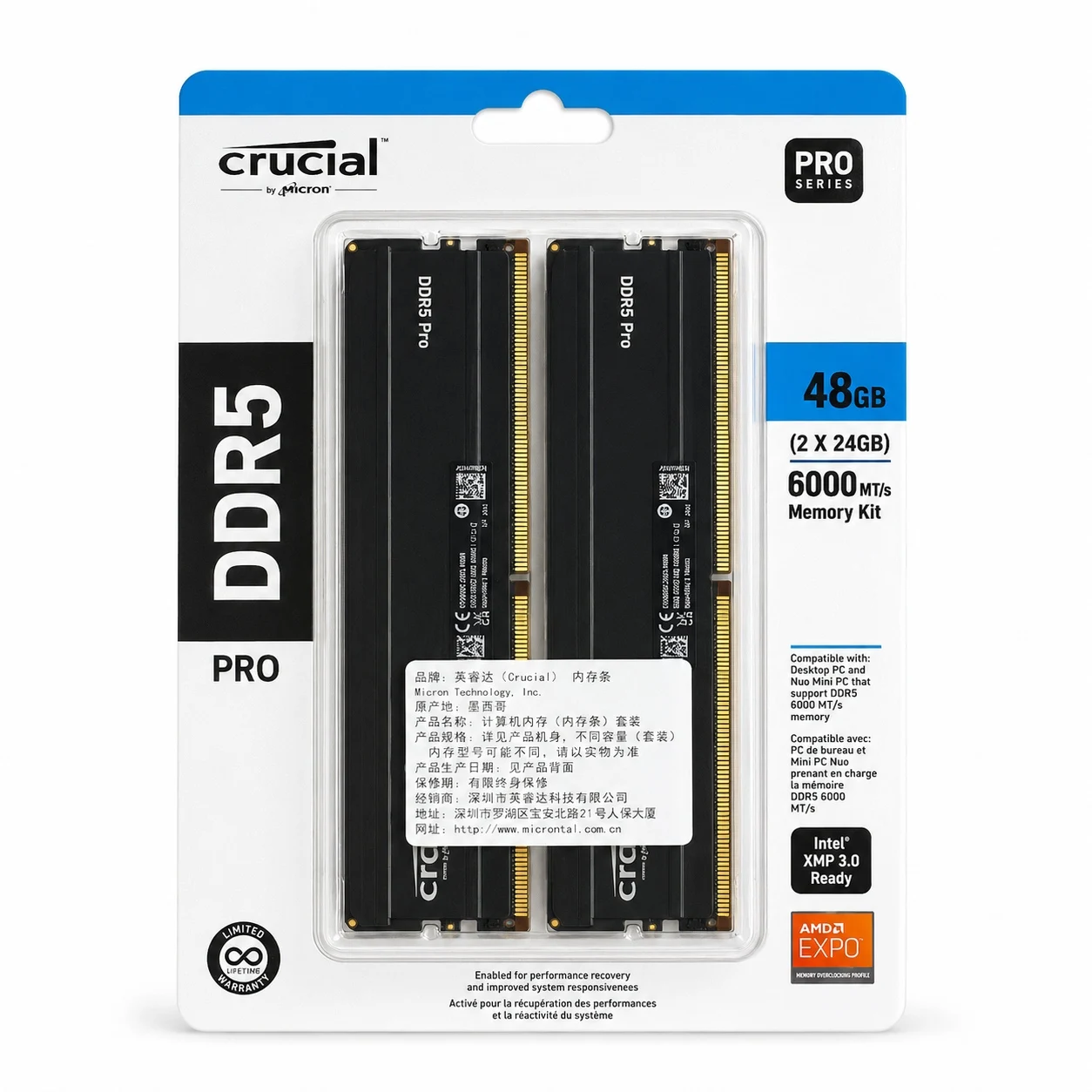 Crucial 128GB DDR5-5600 SODIMM kit in retail packaging