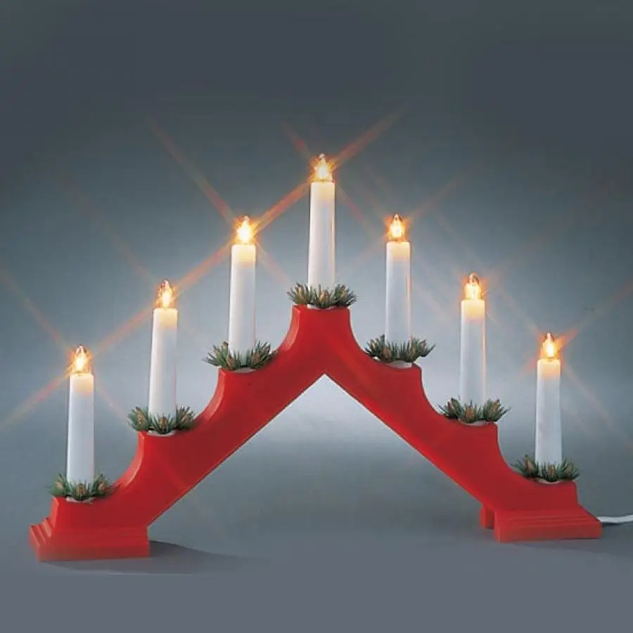 2 x Wooden Candle Bridge Light 7 Bulb Window Xmas Christmas Decoration Arch 