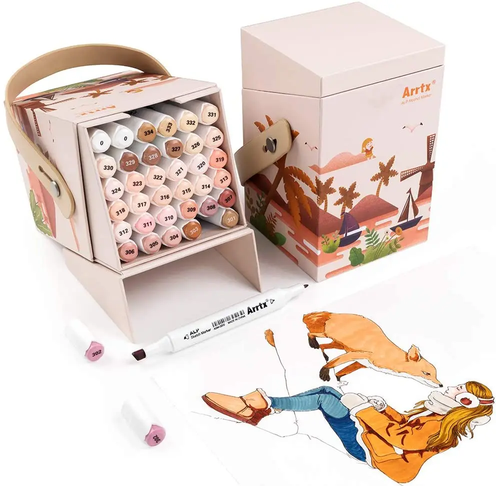 Arrtx 36 Colors Skin Tones Markers Set Dual Headed Alcohol Based Manga Art  Marker Pen for Coloring