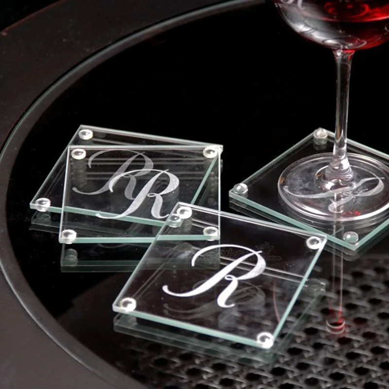 Custom Wholesale Sublimation Glass Coasters Wedding Favors