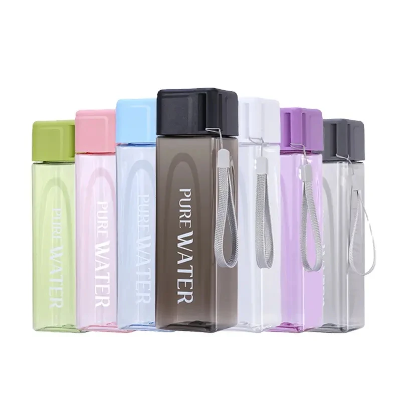 Square Personalized Portable Water Bottle Creative Portable Transparent