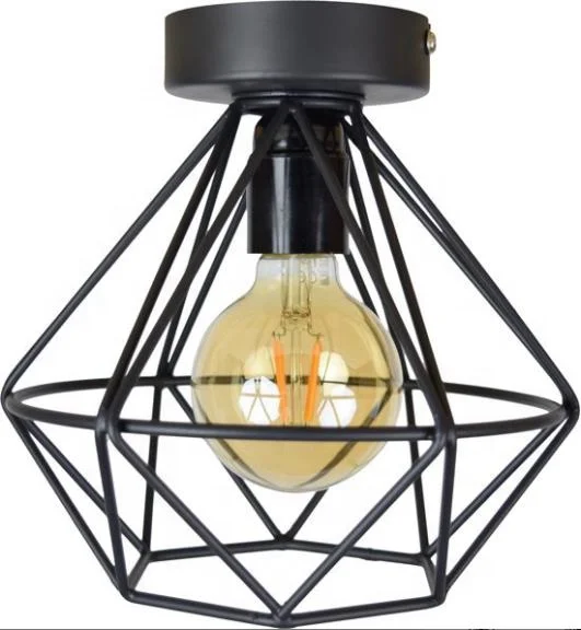 Set lampada a sospensione e 2 plafoniere in metallo nero e oro