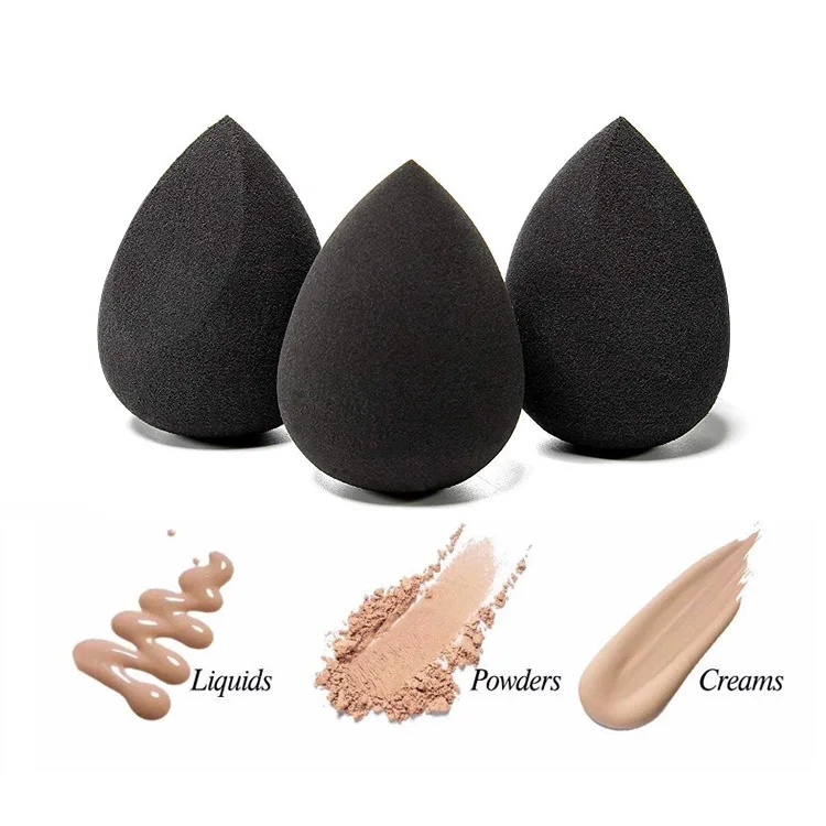 Wholesale Latex Free Wet Or Dry Soft Cosmetic Blending Sponges Black
