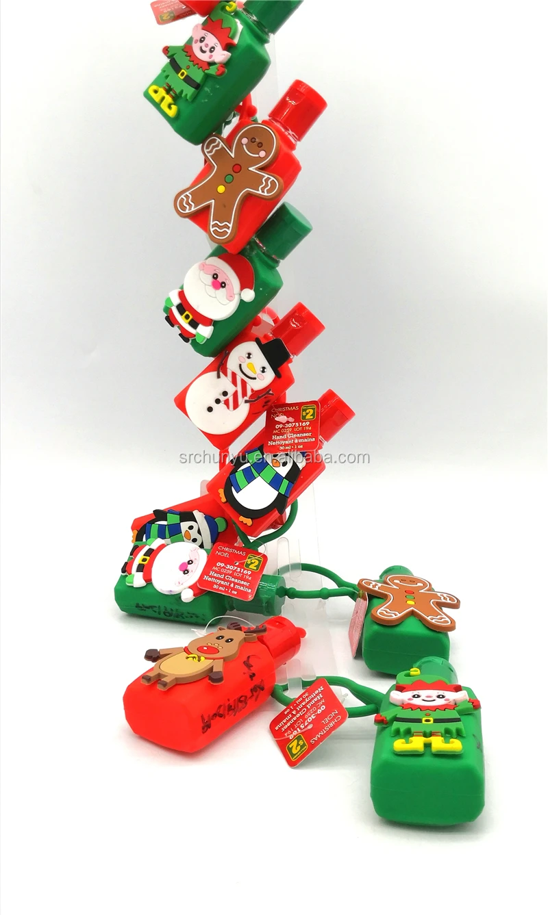 New Christmas Scented Hand Sanitizer With Clip Silicone Cartoon, Double Layer Security Label For School Children