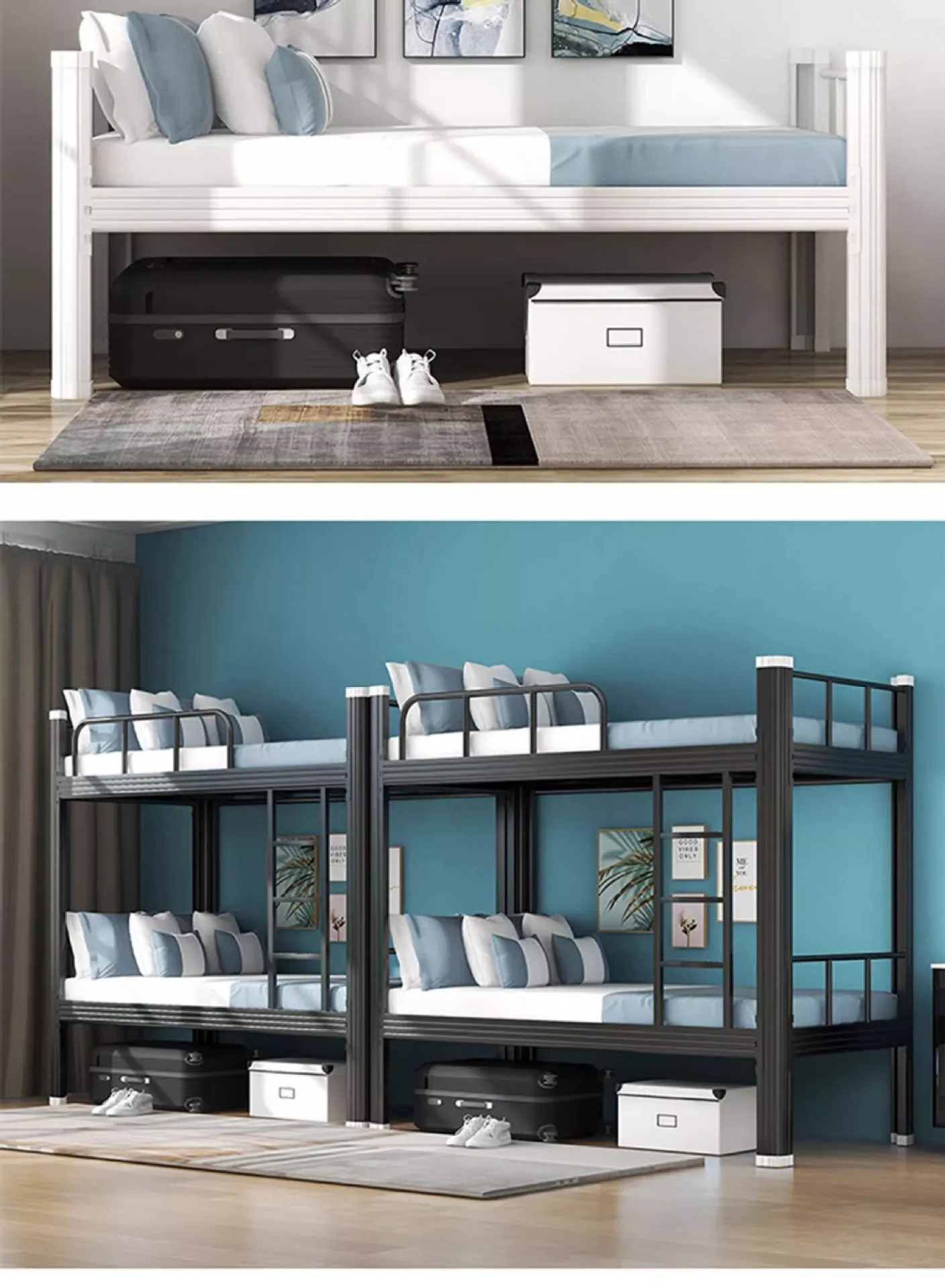 product hot sell metal bunk bed frame double bed for adults worker twin metal frame for boys used bunk beds for sale-14