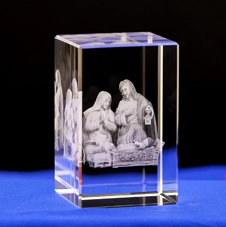 3D Laser Crystal Block for Premiere Communion Souvenir Gifts with Jesus Figurine Religious factory