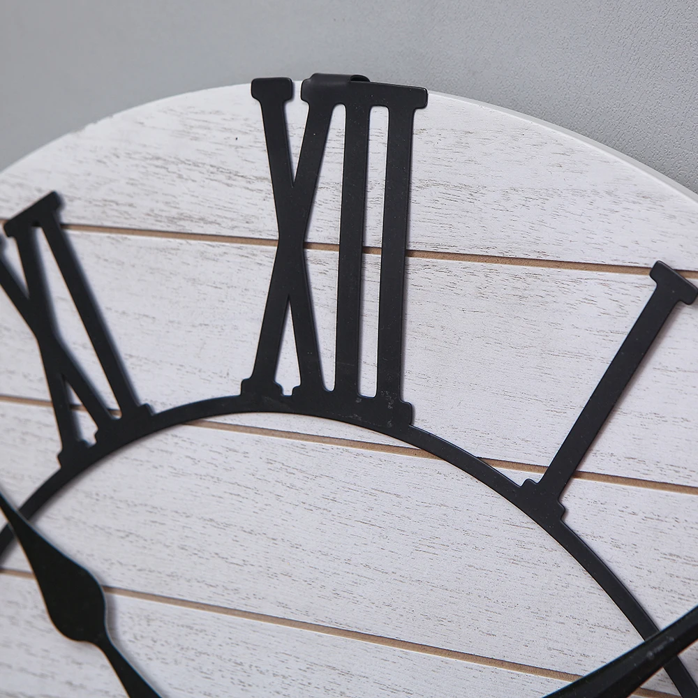 OEM European custom modern 18 inch white black wooden wall clock