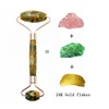 100% Jade roller Massage for face Infused Jade facial Stones/Quartz With 24k Gold flakes