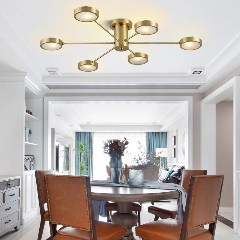 Modern Acrylic Pendant Light Brass Industrial Led Designer Ceiling Chandelier Living Room