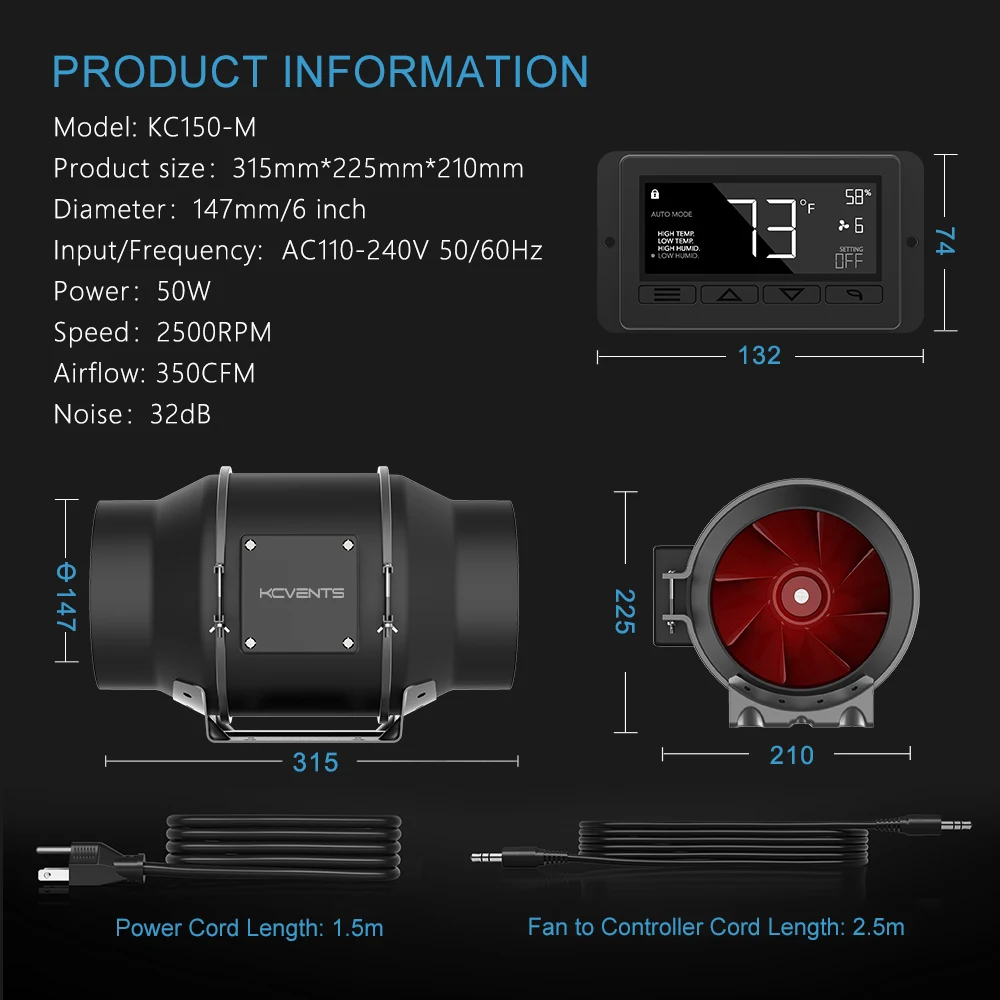 Inline Duct Fan, AC 220V~240V, Electric - detail 6