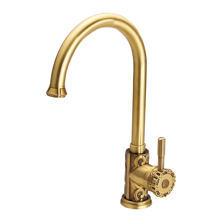 Single Handle Commercial Antique Health Gold Plated Brass Kitchen