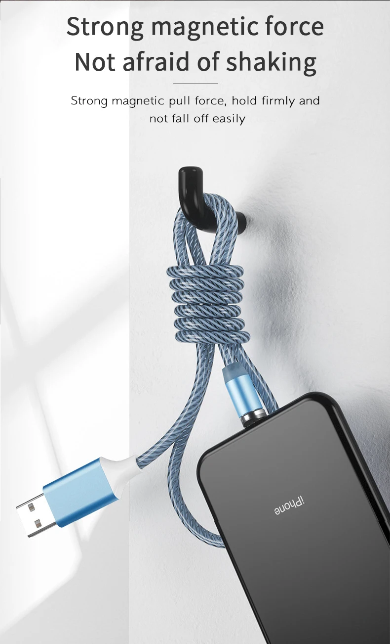 2020 New product Hot wholesale LED Flowing Light Magnetic Charging Cable Cellphone Fast Micro USB Cable Charger Data Cable Line - ANKUX.COM
