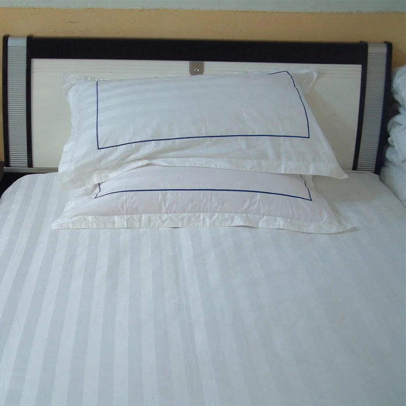 
100% cotton material blended cvc white sheeting fabric 1cm/1.5cm/3cm stripe 100/110inch 