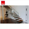 Alland stair system with tempered glass railing wooden step floating stair