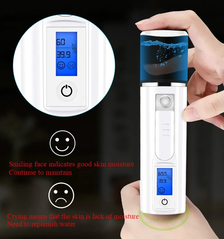 New Handy Mini Lcd Led Backlight Panel Nano Facial Sprayer With Skin
