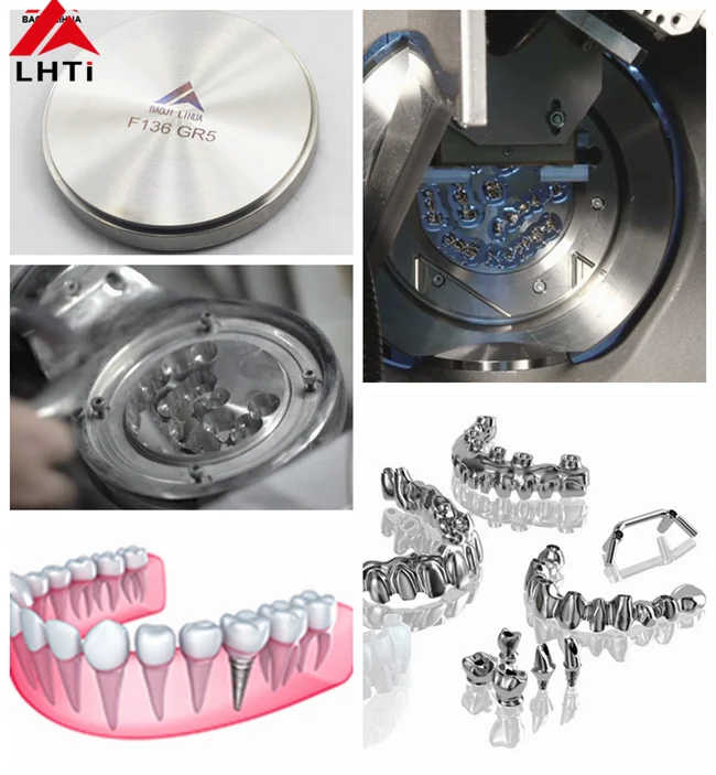 ASTM F67 ASTM F136 gr2 gr4 gr5eli gr23 98 98.5mm dental titanium disc