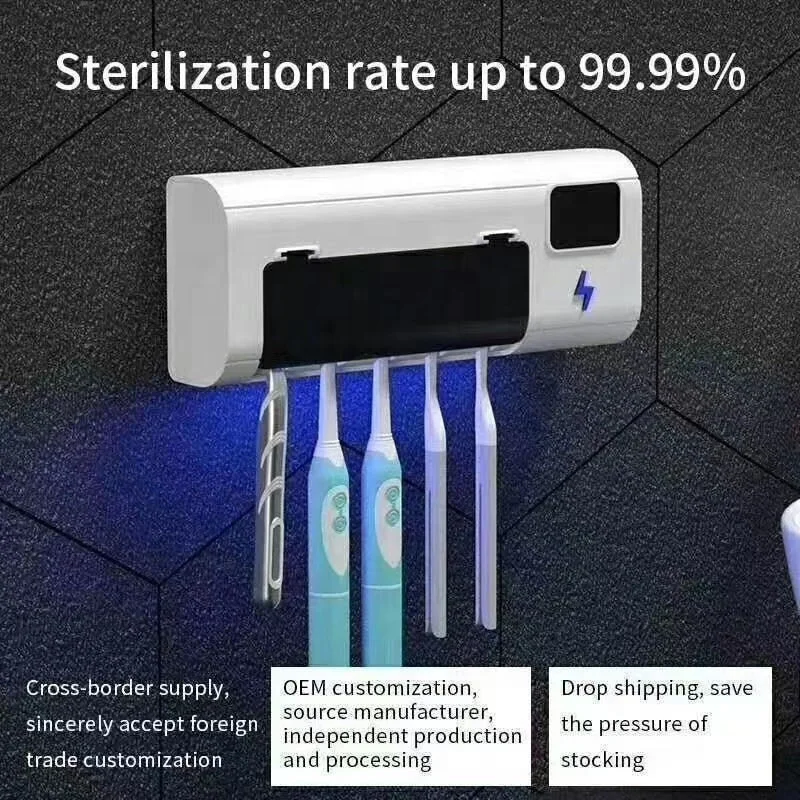 Light Box Uv-c Clean Disinfection Bathroom Holder Wall Mounted Sterilizer Timing Uv Toothbrush Sanitizer