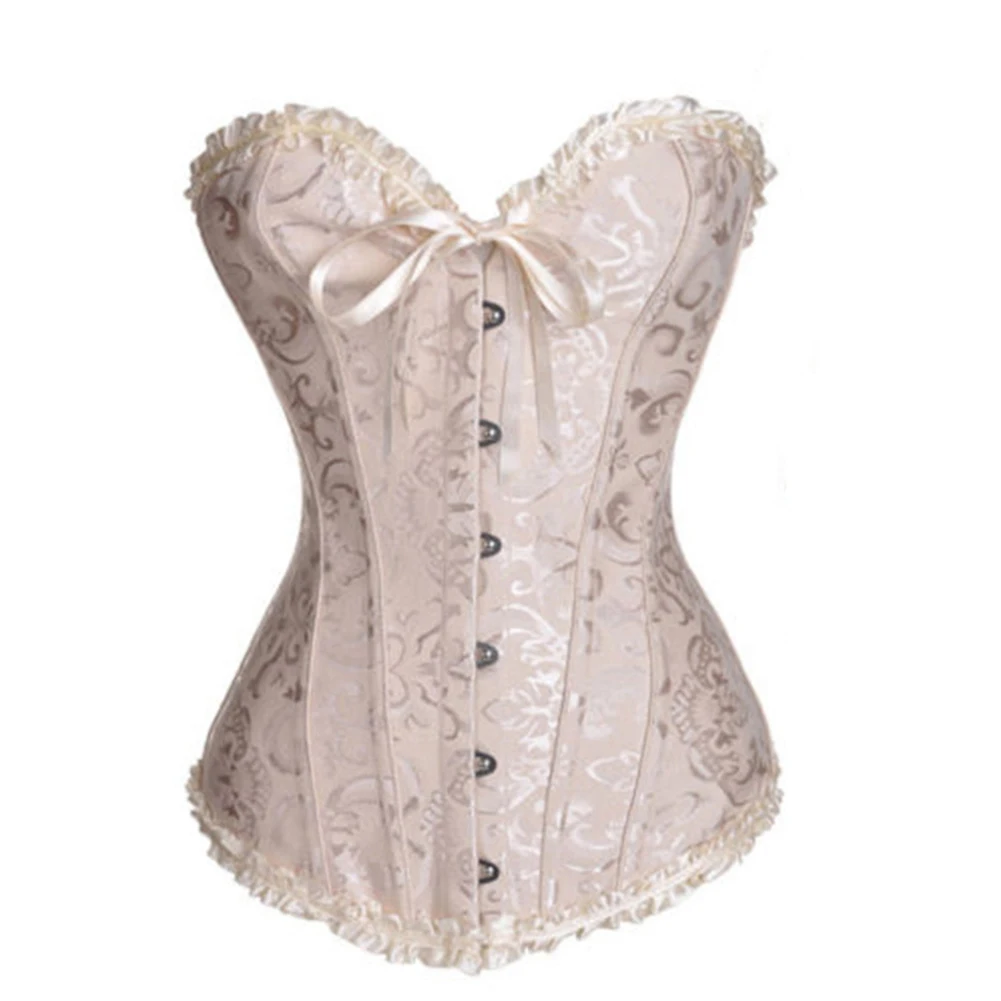 Sexy Boned Over Bust Lace Up Corset Bustier Top Dress Punk Women Steel