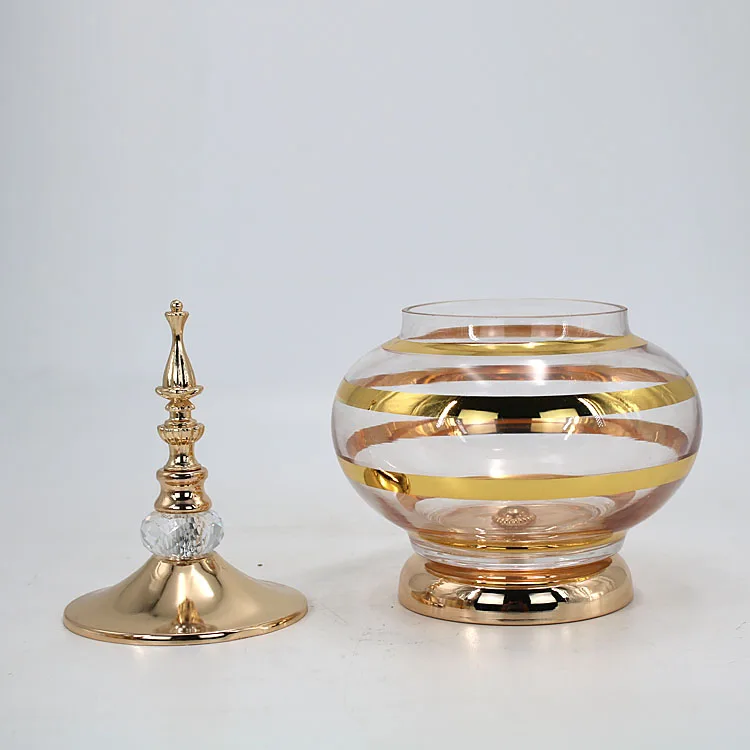 Europe Transparent Phnom Penh Candy Pot With Lid Round Glass Candle