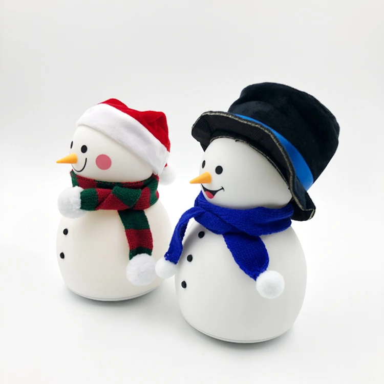 Christmas snowman reflective acrylic LED night light with blue decorated night lamp