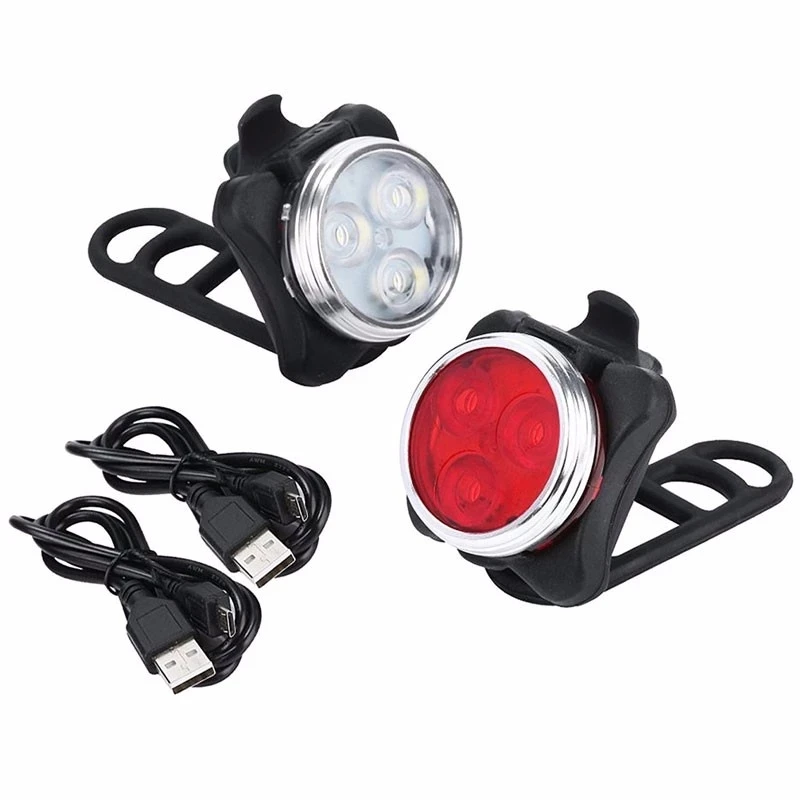 2PCS Rechargeable LED Bike Light Set Hot Red And White Mini Bicycle Light Waterproof USB Bike Light
