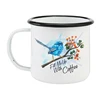 11 oz white customized cheap bird animals enamel coffee beer mugs cups