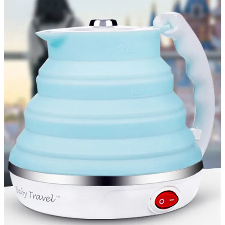 0.6l Azul Mini Portátil De Silicona Plegable Hervidor 0.6l Azul Mini Portátil De Silicona Plegable Hervidor