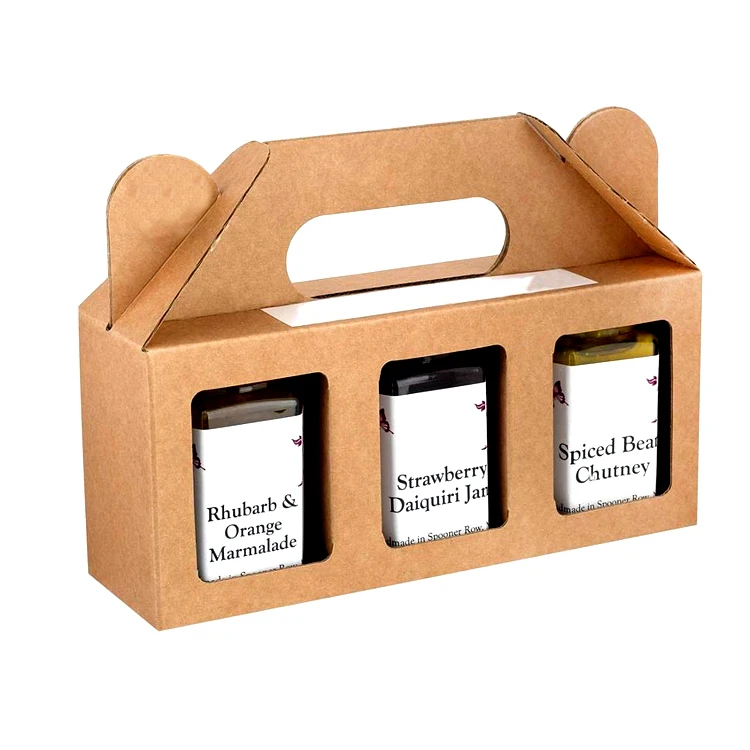 Custom Brown Kraft Paper Gift Box Handle Laminated Cardboard
