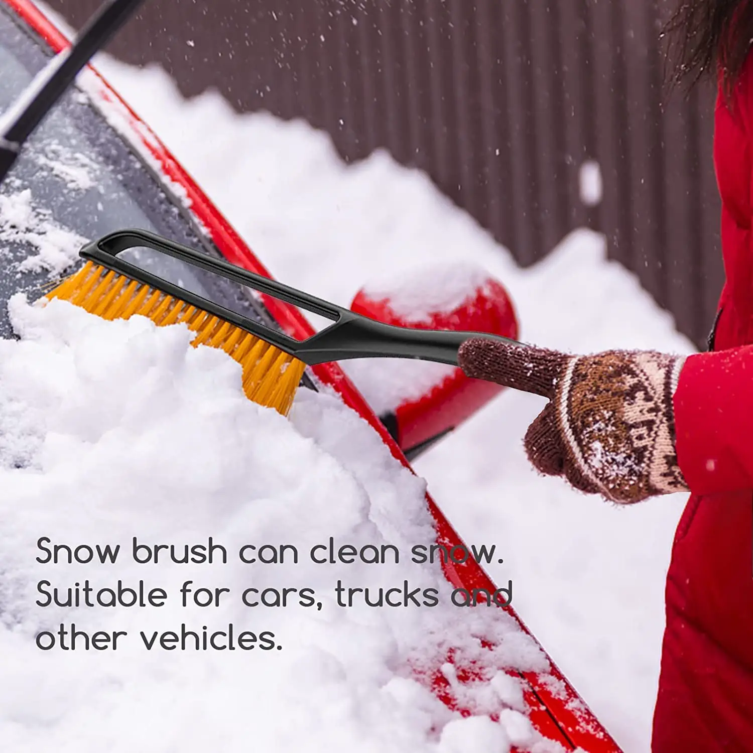 2 In 1 Snow Brush And Detachable Ice Scraper With Ergonomic Foam Grip