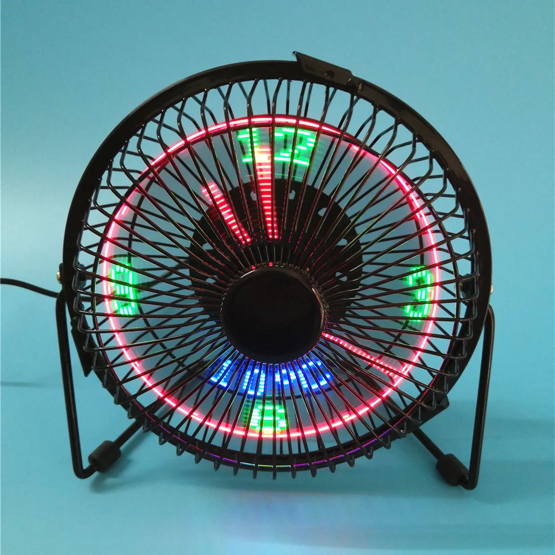 New Product LED Luminous Electric Fans With DC Charging With USB Onterface Desktop Fans With Time And Temperature Display