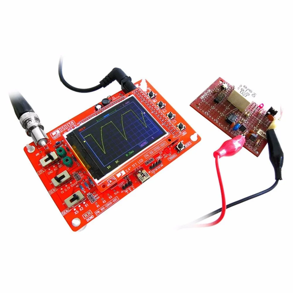 Soldered DSO138 2.4" TFT Handheld Pocket-size Digital Oscilloscope Kit SMD Soldered + Acrylic DIY Case Cover Shell for DSO138