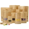 FSC Certified 2 Ply Biodegradable Zip Lock Doypack Kraft Craft Paper Bag With Window