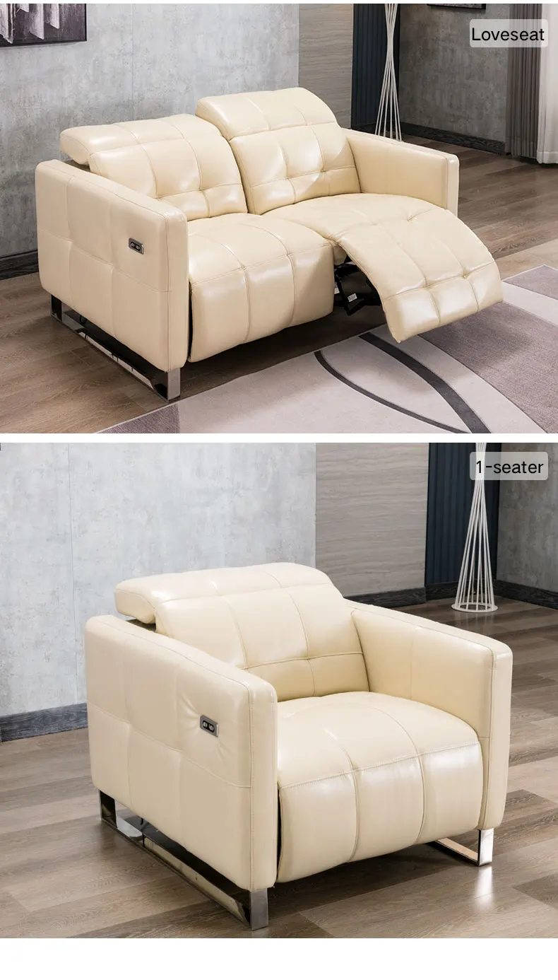 Genuine Leather Recliner Sofa Set,Modern Electric Recliner Sofa Set For