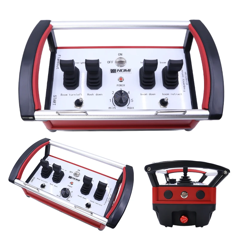 Industrial wireless hydraulic remote with 4-button layout and rugged rubberized casing