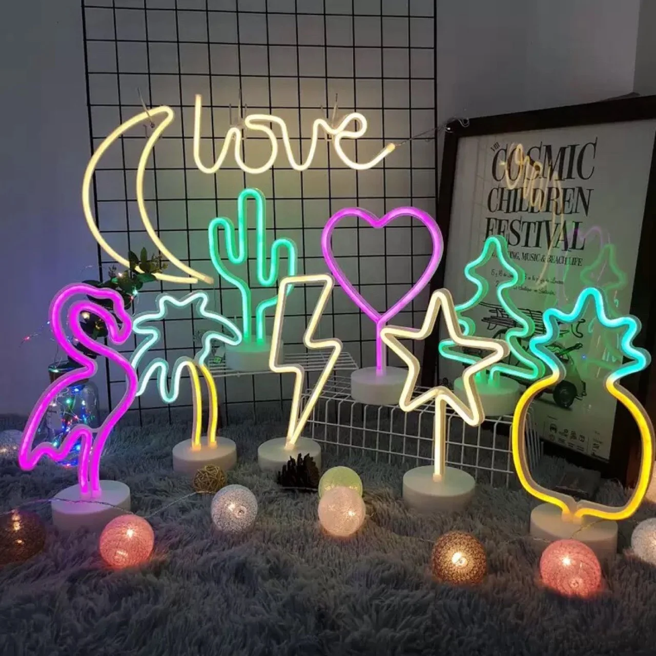 Custom plastic flexible signs words animal cactus strip decoration rope led neon lights for christmas rooms