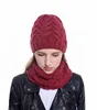 2019 Hot sale fashion winter women hat and scarf set charming lady knitted set promotion cheap beanie