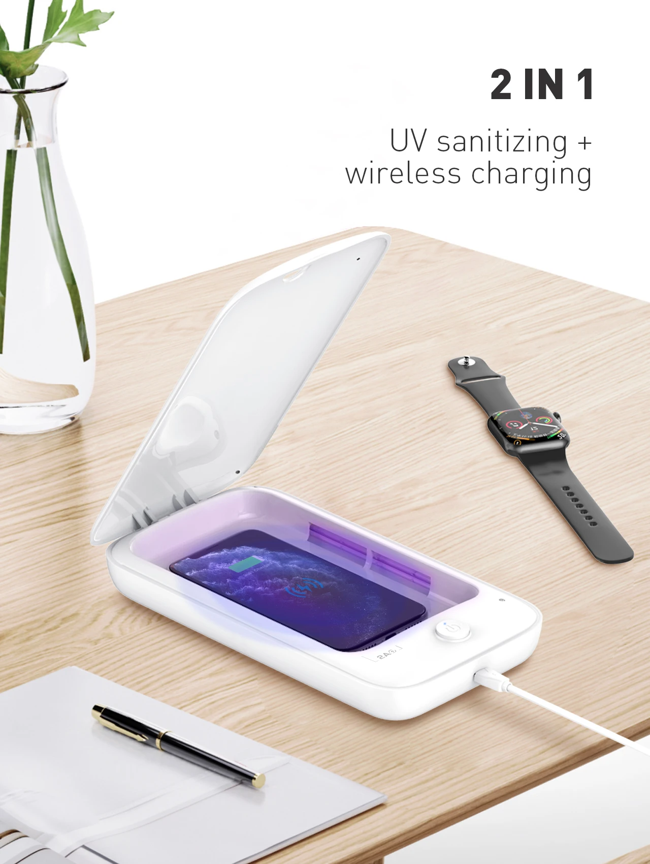 LDNIO UV Light Sanitizer Box, UVC Sterilizer for Smartphone Clinically Proven Kills 99.9% of Germs Viruses & Bacteria